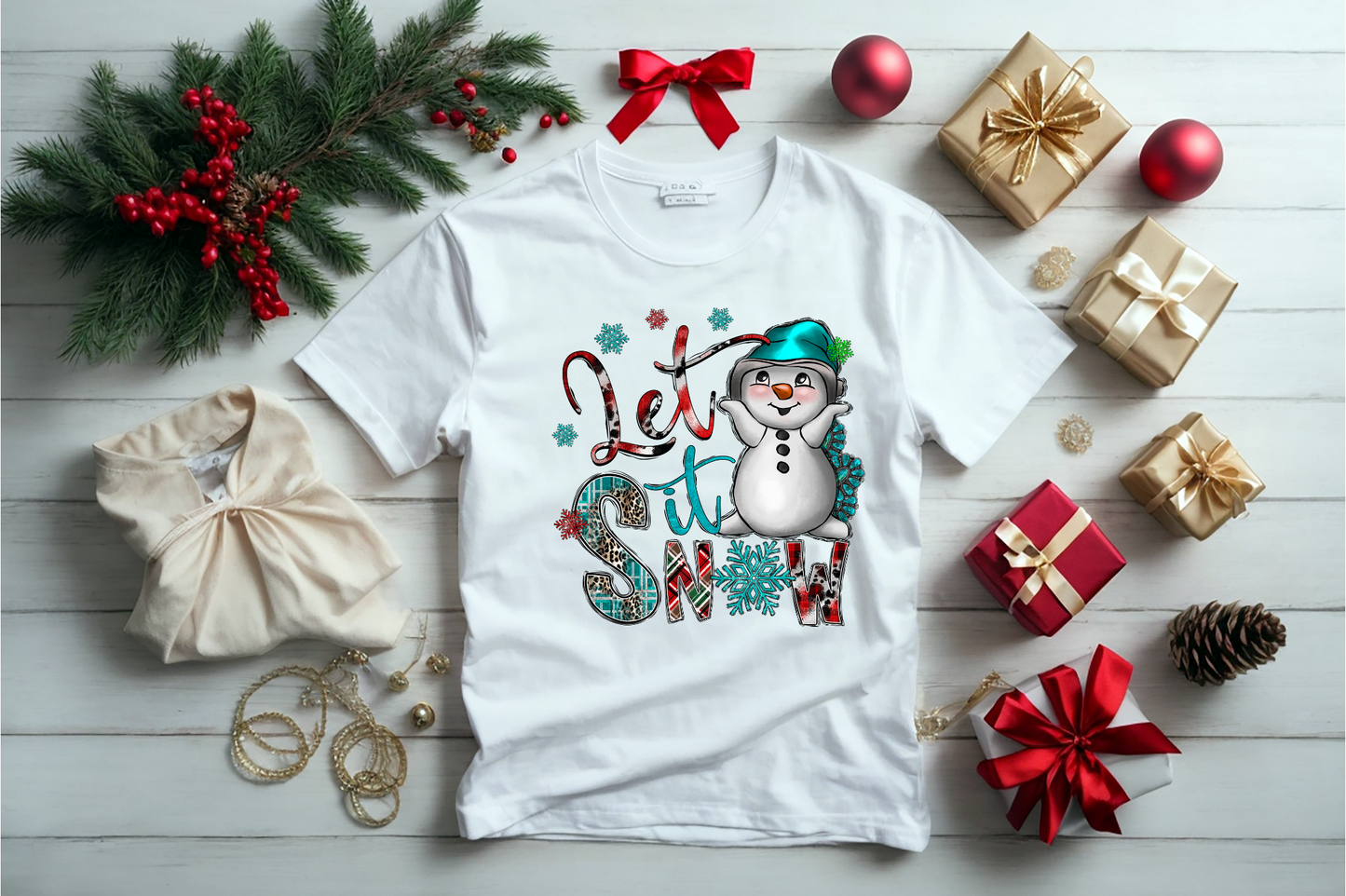 Let It Snow Snowman Blue/Leopard