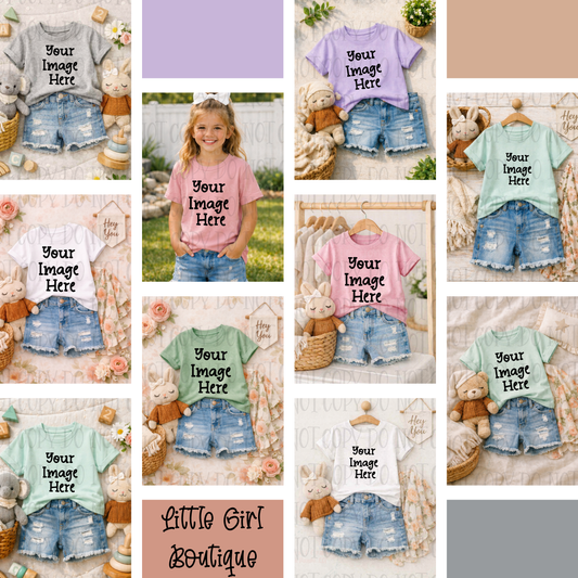 Little Girl Boutique Style Apparel Mock Ups (Gildan Brand)