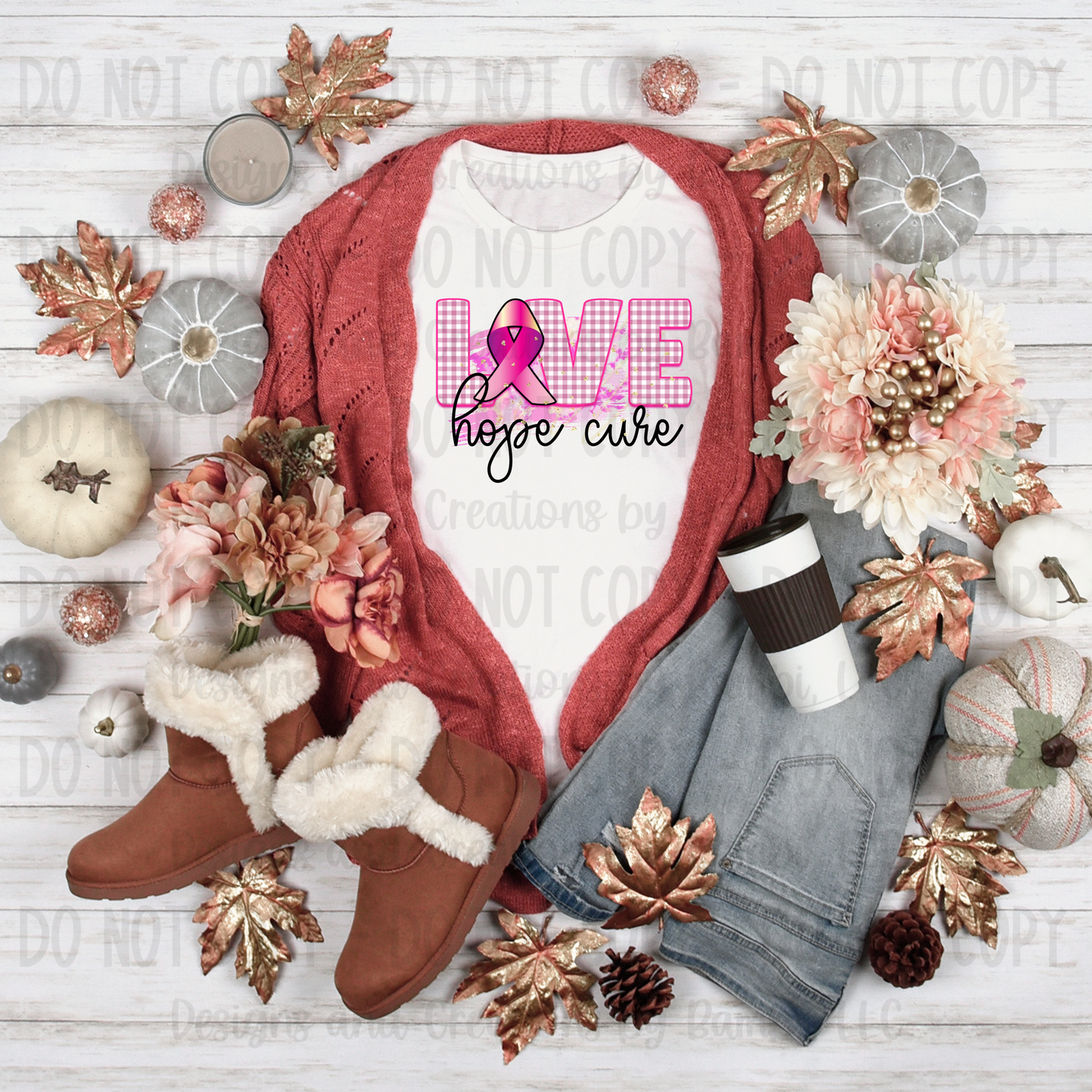 Love Hope Cure Breast Cancer Digital PNG File