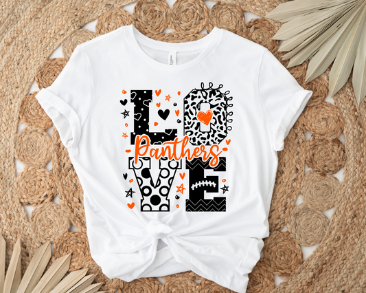 Love Panthers in Black and Orange Completed Shirt