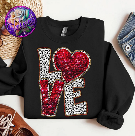 Love Red Glitter Dalmatian Stacked