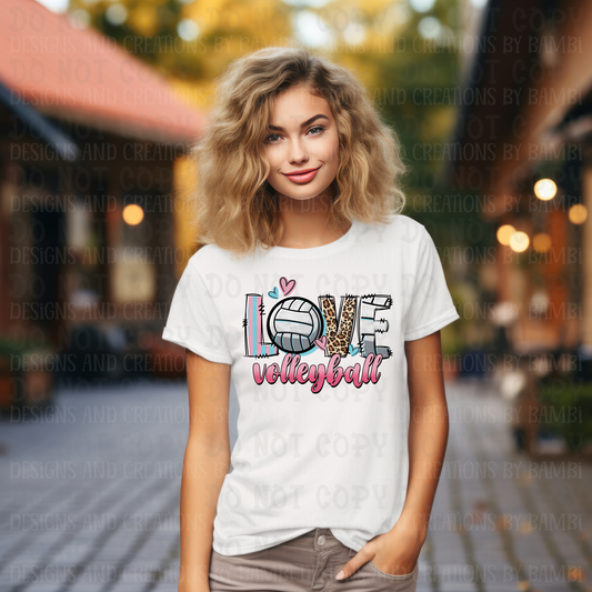 Love Volleyball Script Pink