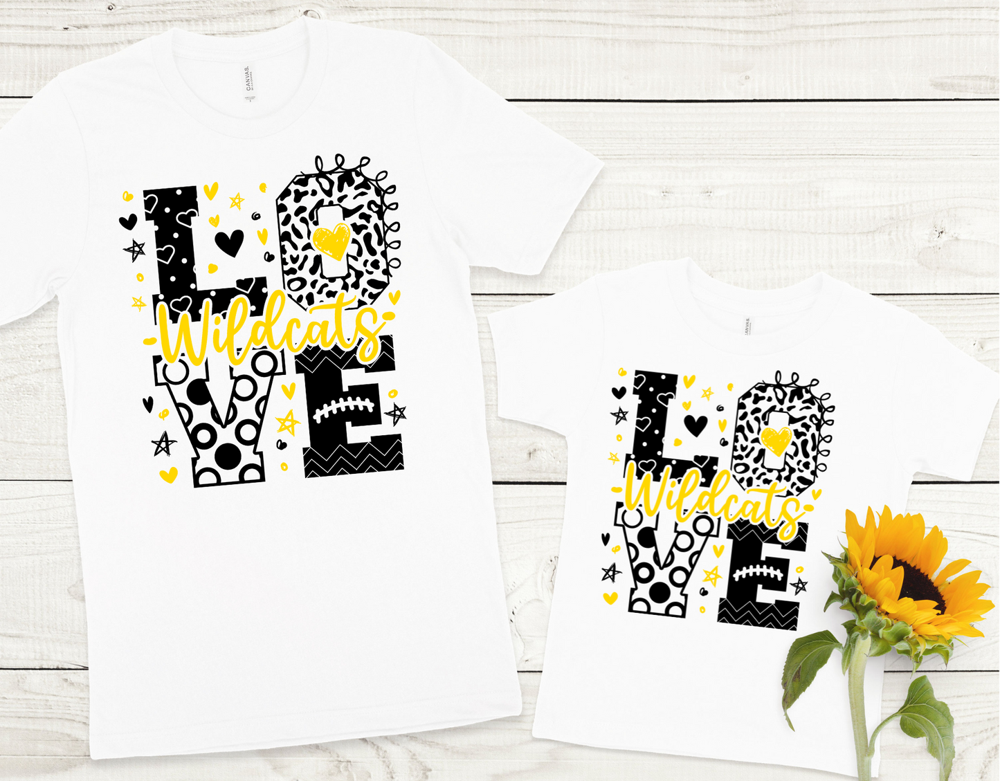 Love Wildcats in Gold and Black Completed Shirt