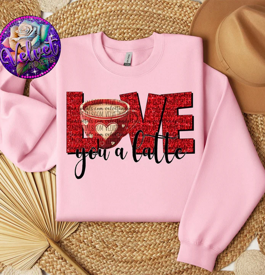 Love You A Latte Red Glitter