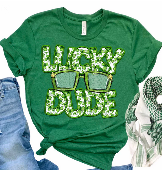 Lucky Dude Glasses Clover Faux Embroidery