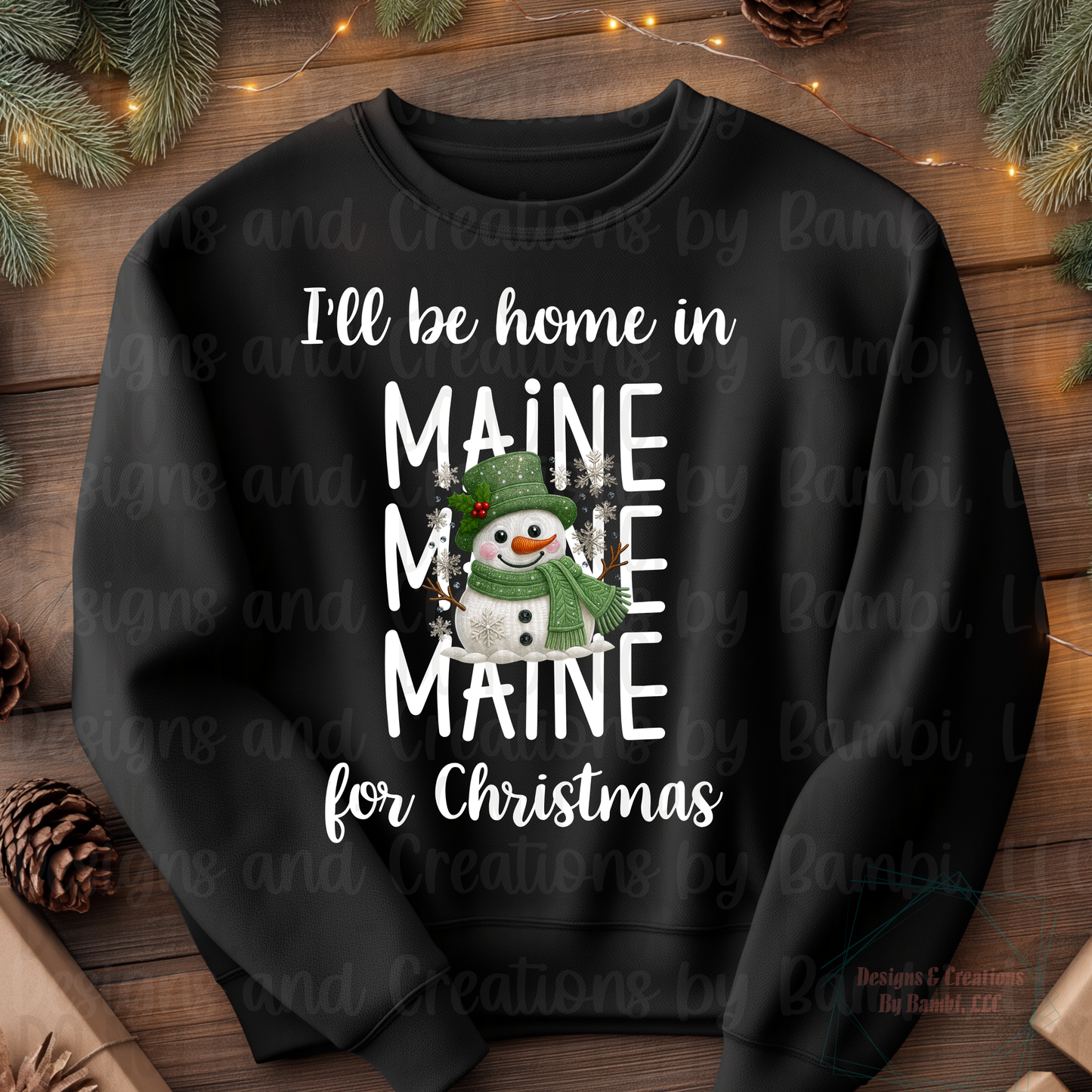 I'll Be Home In States Sage Snowman with White Font Digital Bundle