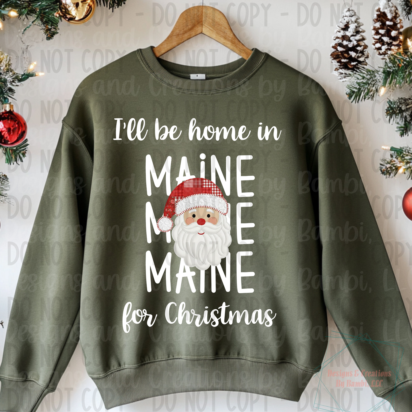 I'll Be Home in States Santa Face with White Font Collection