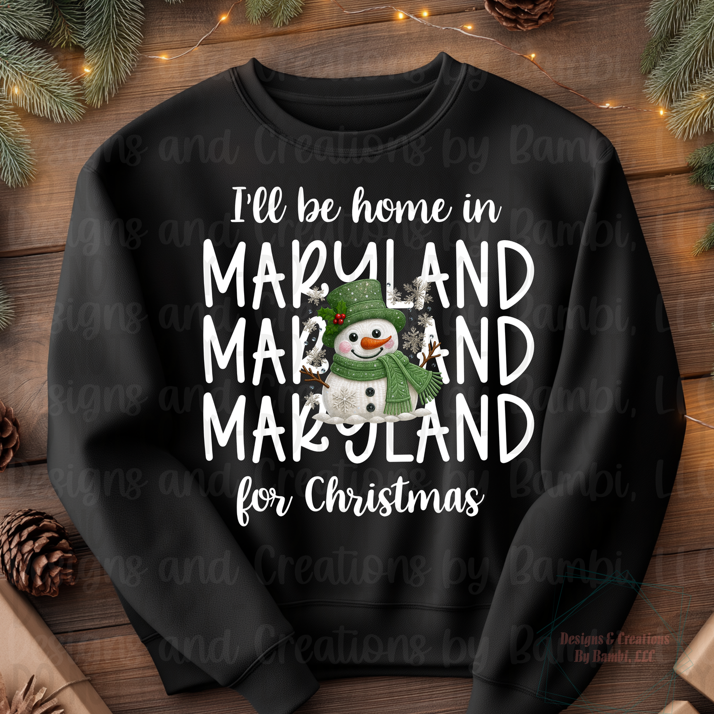 I'll Be Home In States Sage Snowman with White Font Digital Bundle