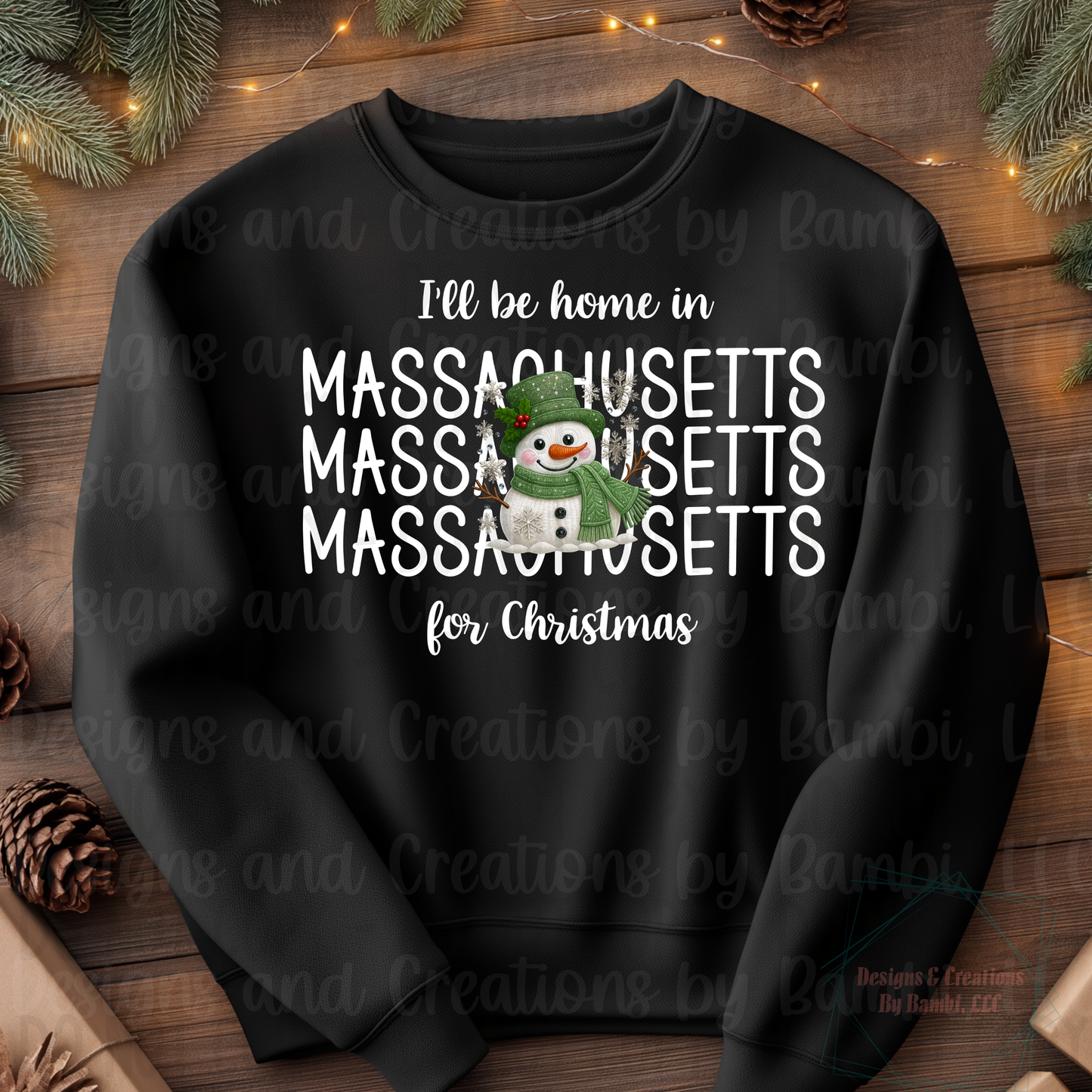 I'll Be Home in States Sage Snowman with White Font Collection