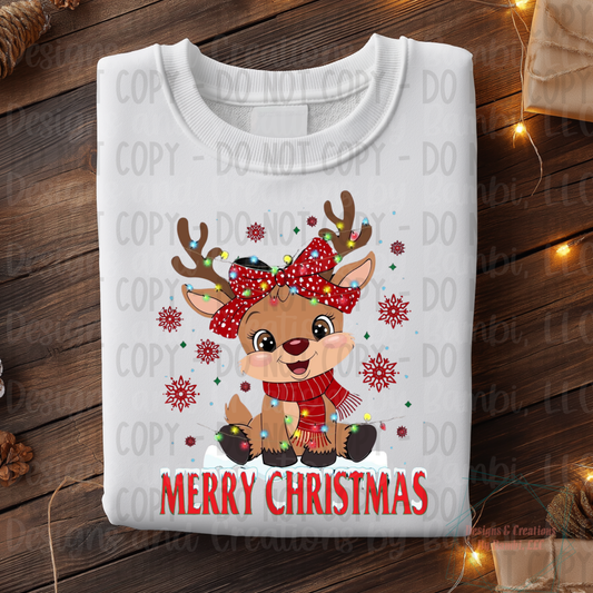 Merry Christmas Reindeer with Snow