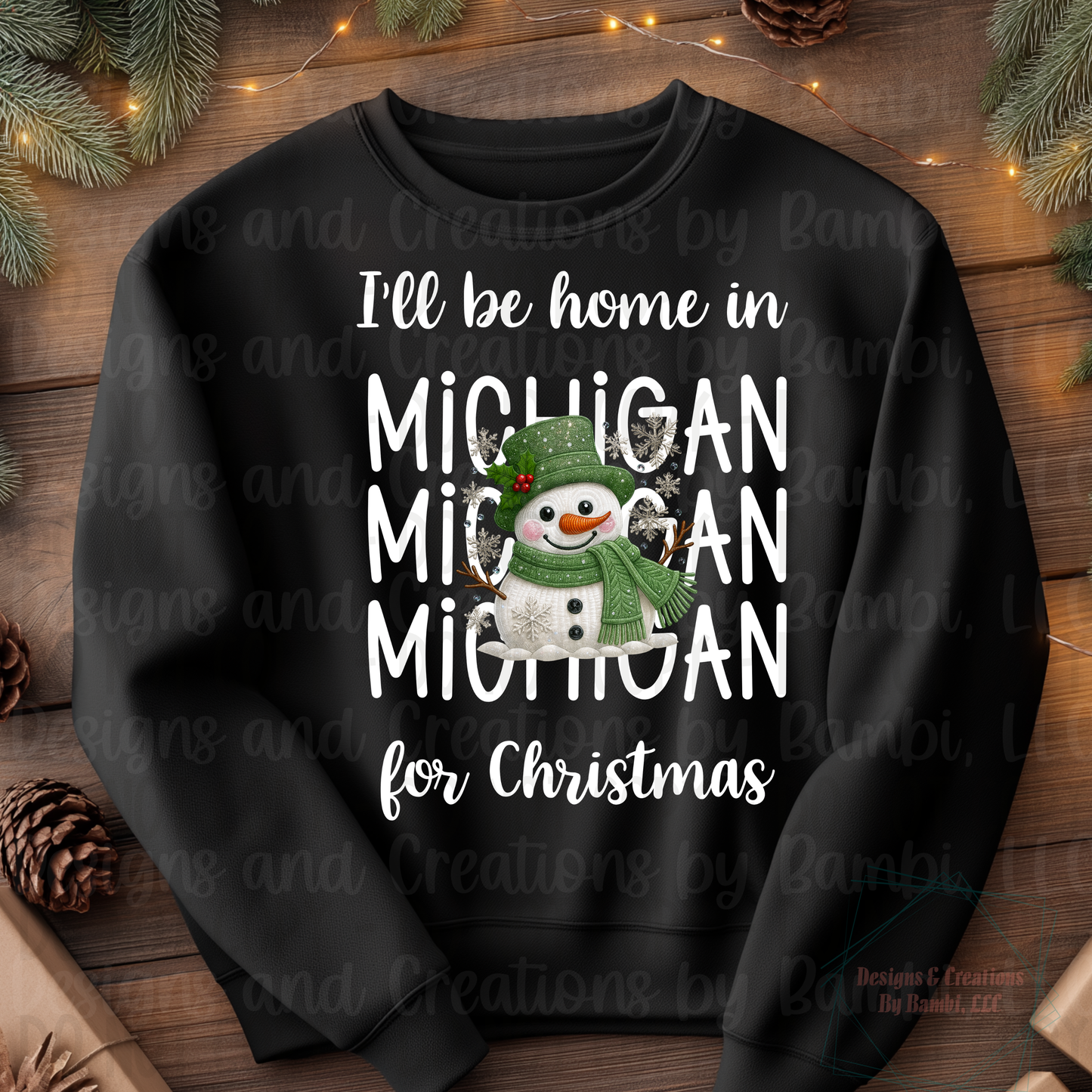 I'll Be Home in States Sage Snowman with White Font Collection