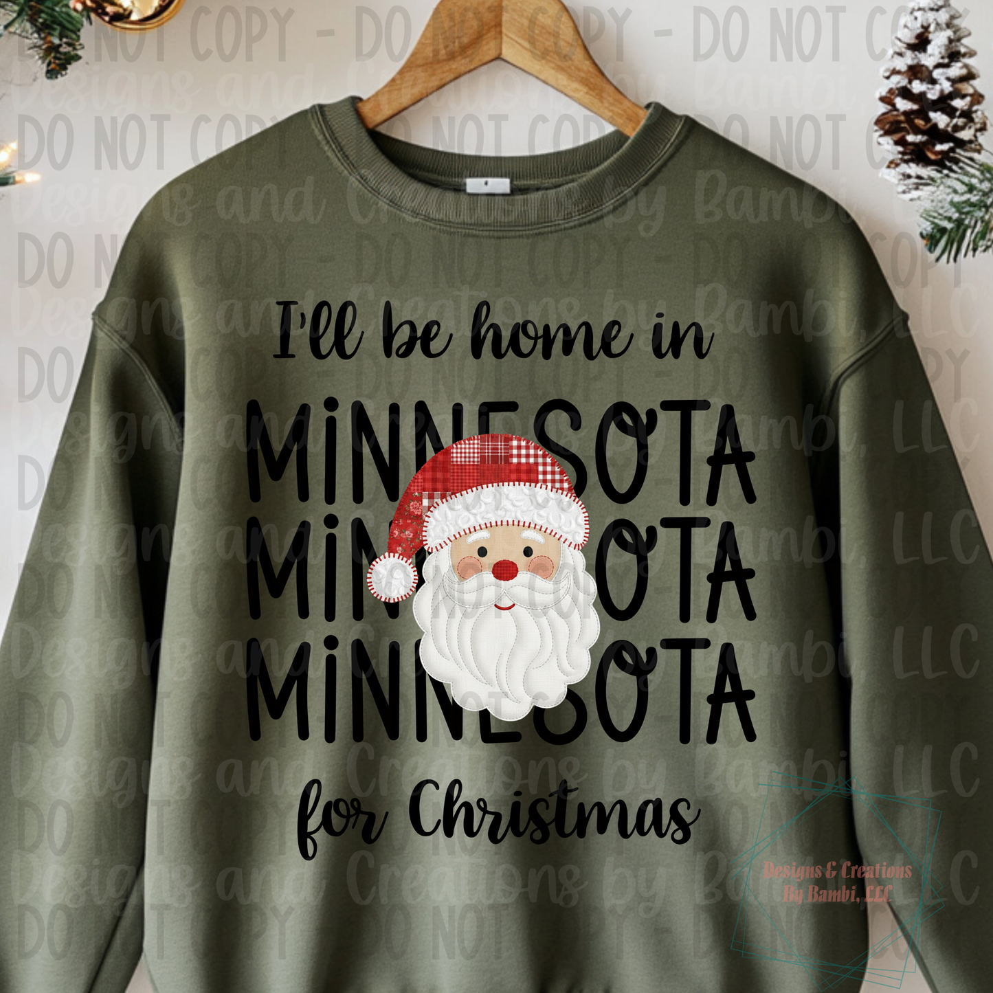 I'll Be Home in States Santa Face with Black Font Digital Bundle