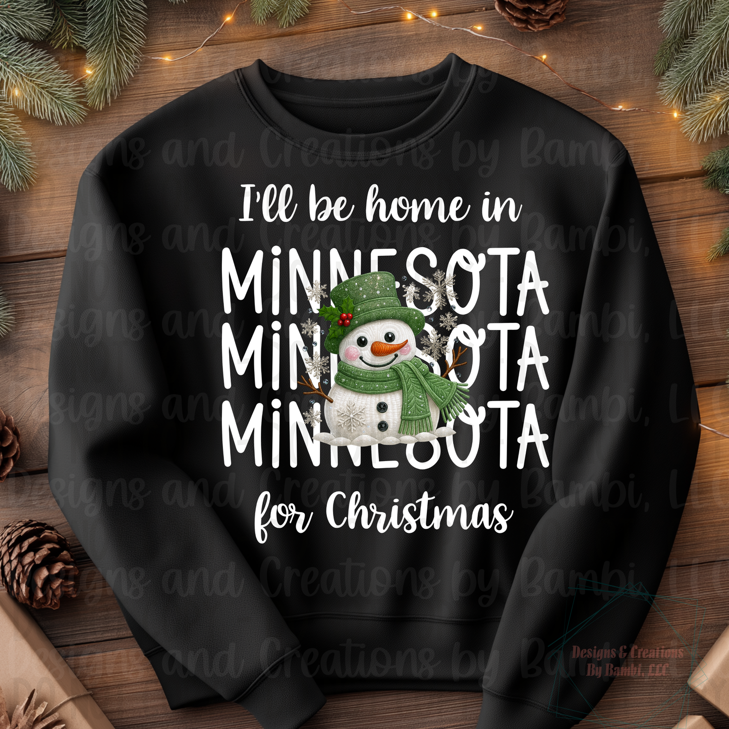 I'll Be Home in States Sage Snowman with White Font Collection