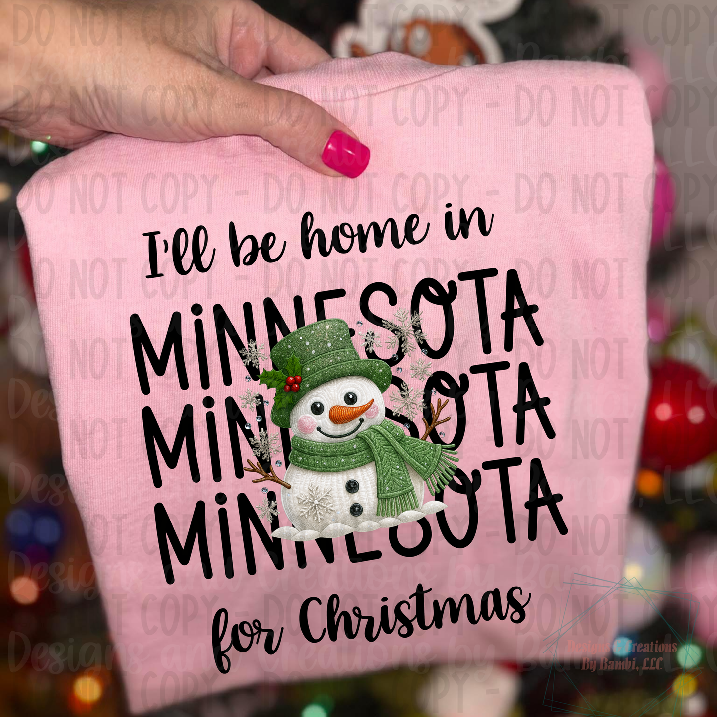 I'll Be Home in States Sage Snowman with Black Font Collection