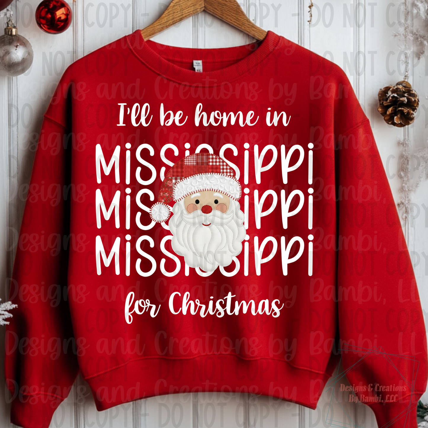 I'll Be Home in States Santa Face with White Font Collection