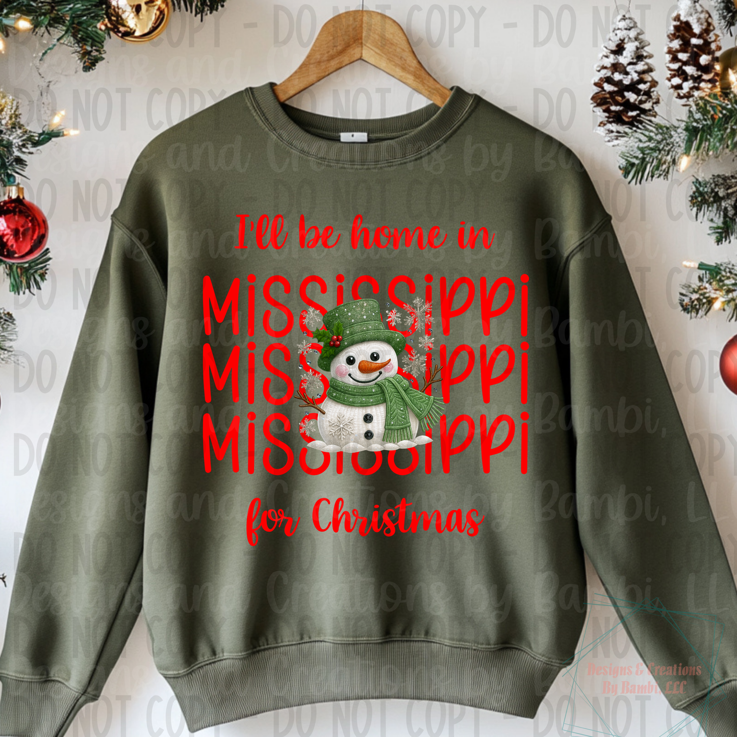 I'll Be Home In States Sage Snowman with Red Font Digital Bundle