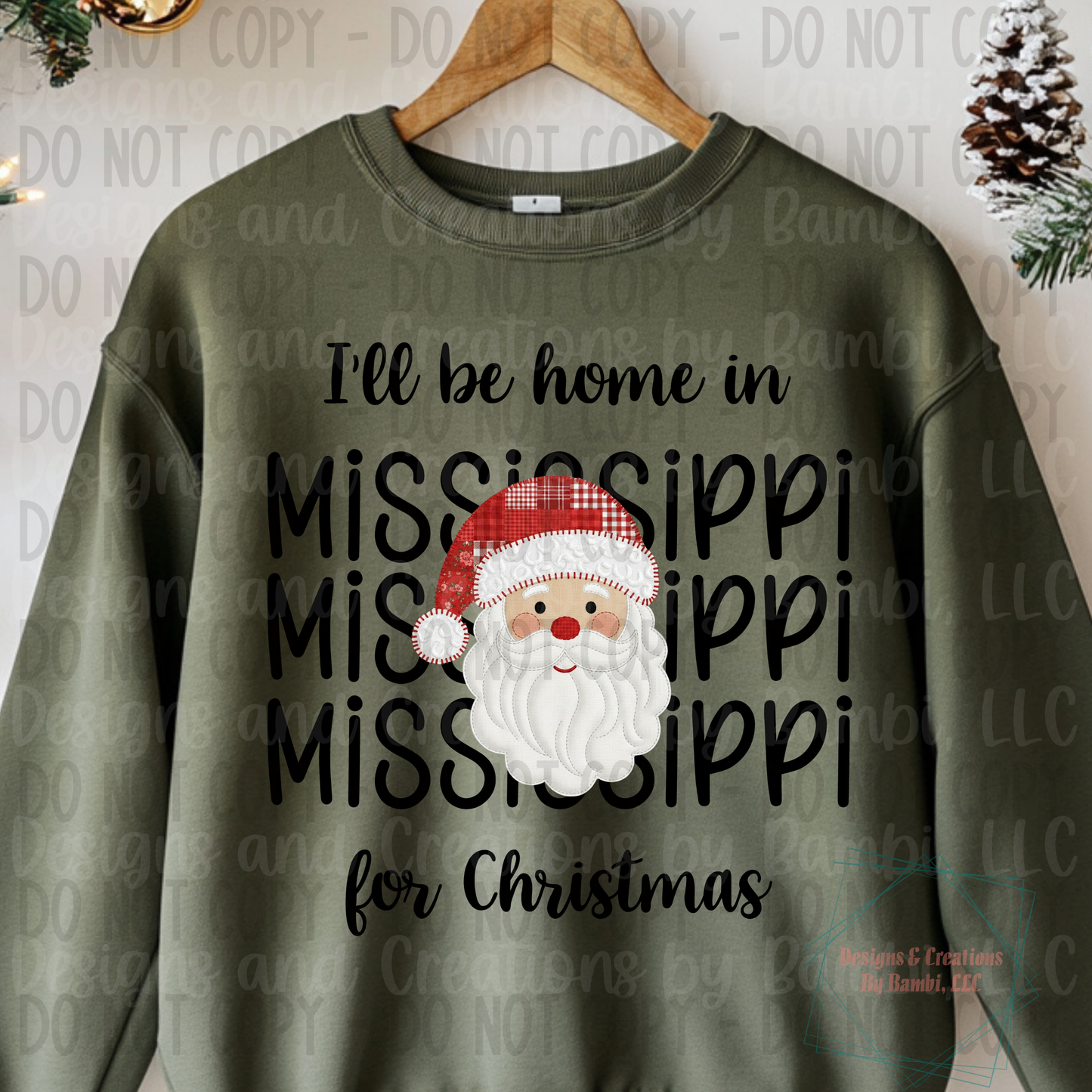 I'll Be Home in States Santa Face with Black Font Digital Bundle
