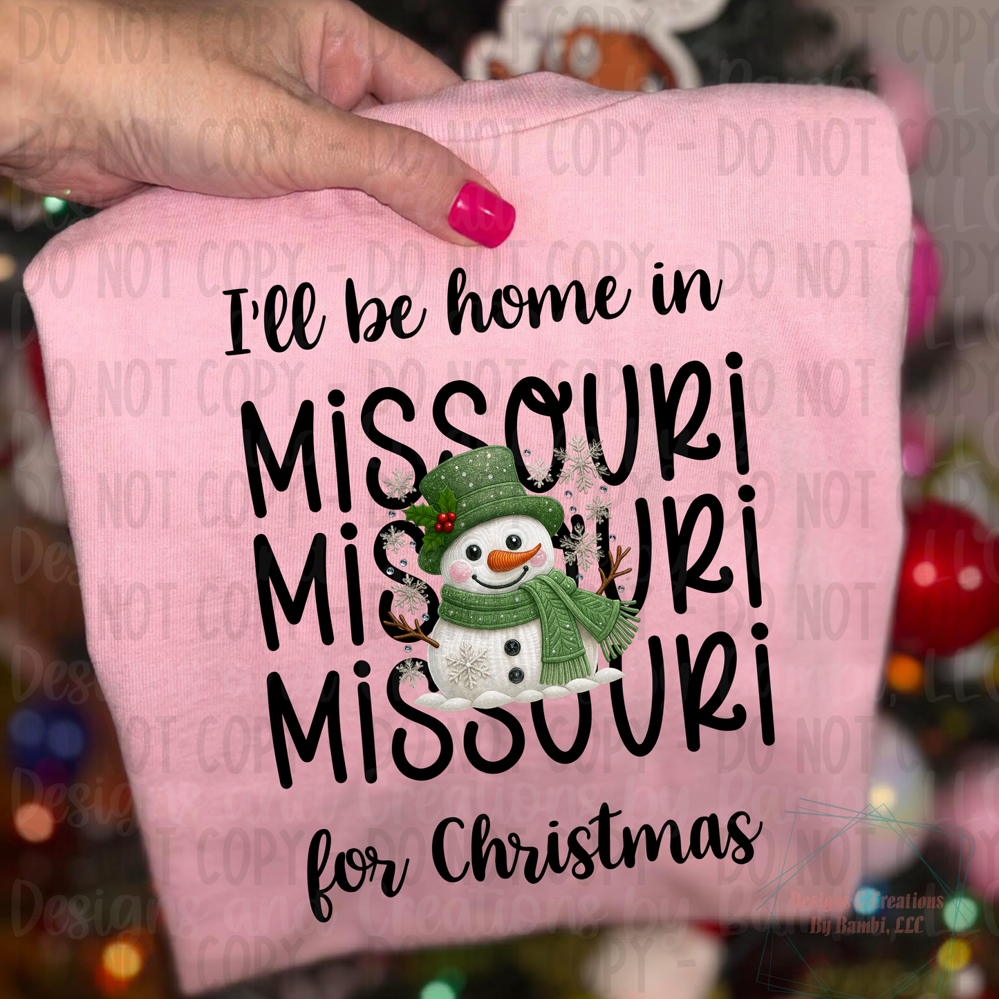 I'll Be Home in States Sage Snowman with Black Font Collection
