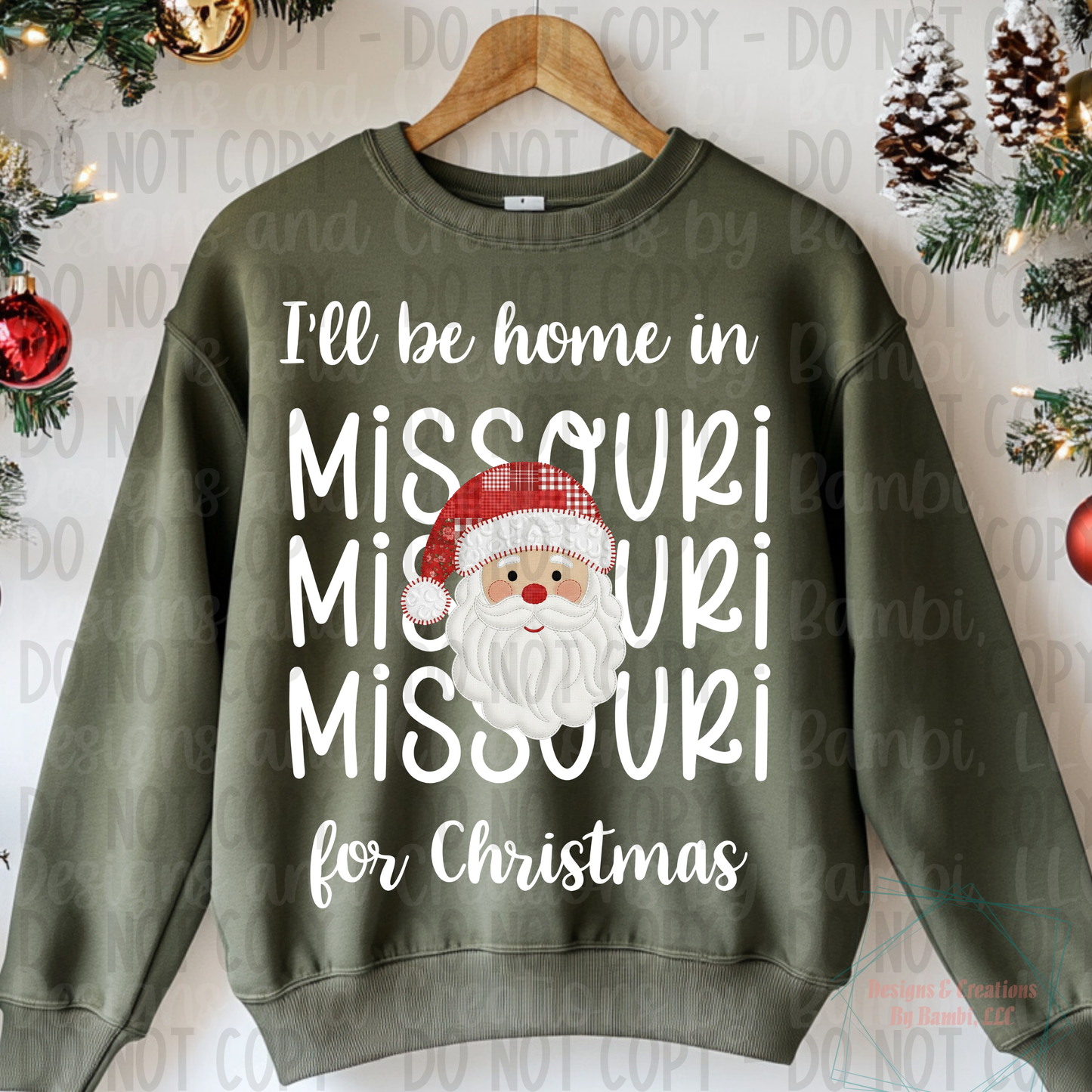 I'll Be Home in States Santa Face with White Font Collection