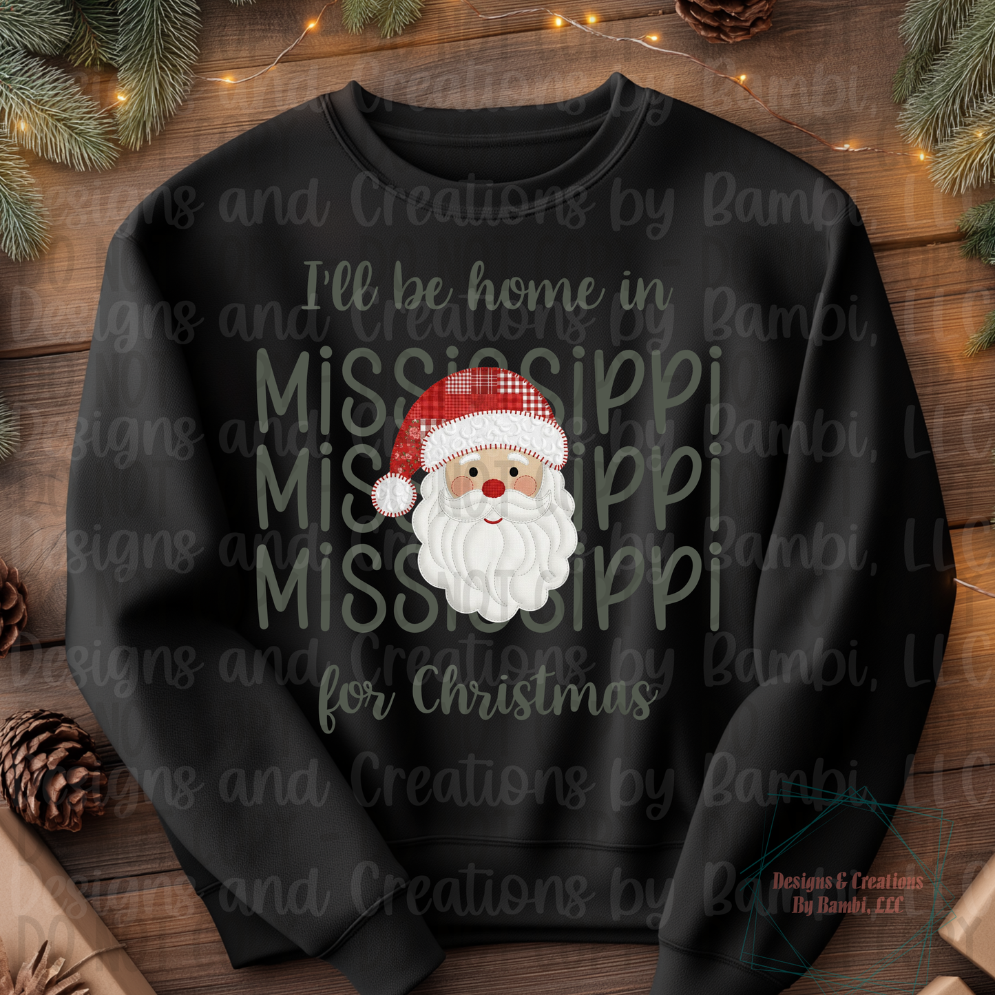 I'll Be Home in States Santa Face with Sage Green Font Collection