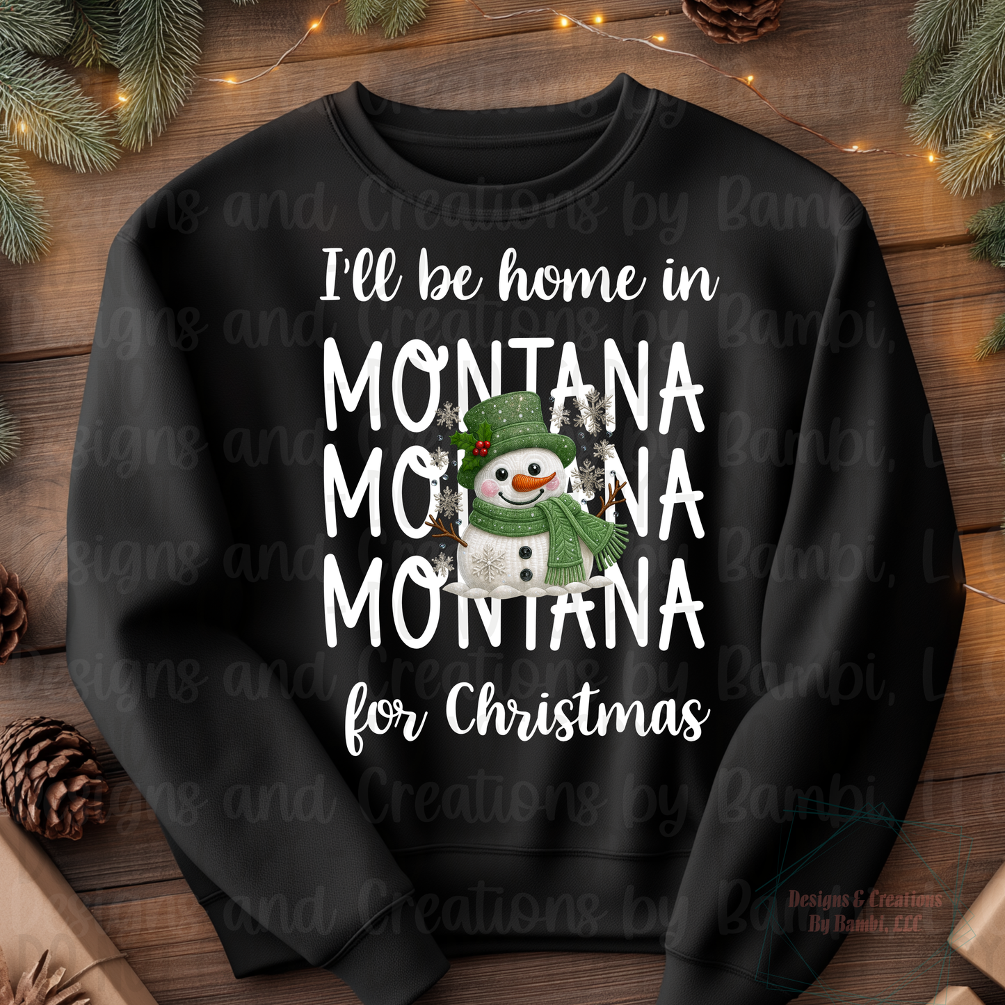 I'll Be Home in States Sage Snowman with White Font Collection