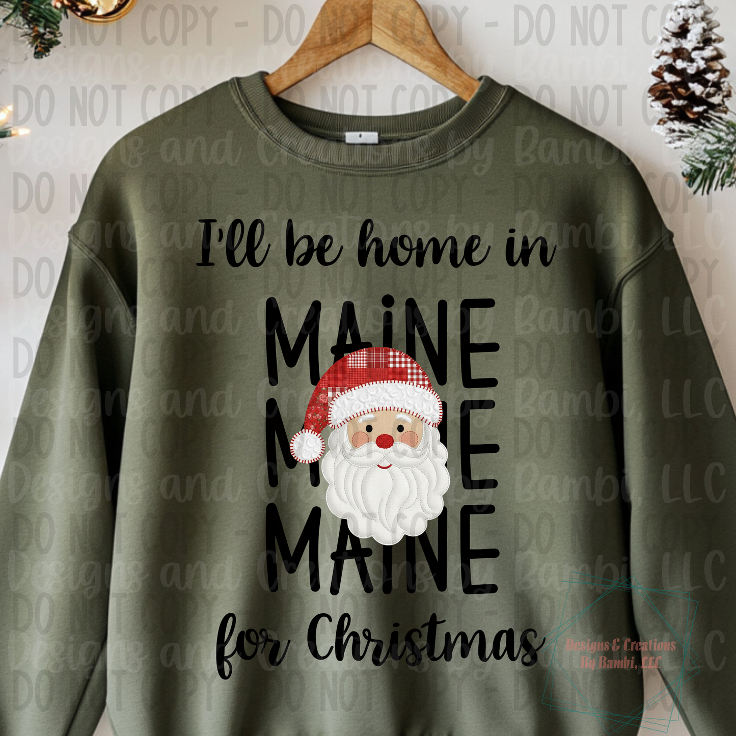I'll Be Home in States Santa Face with Black Font Collection