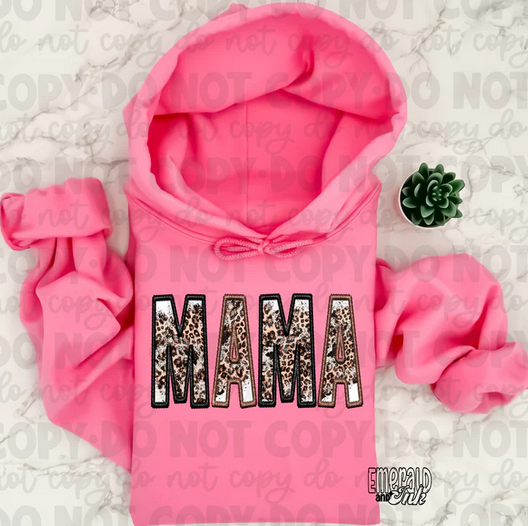 Mama Leopard Faux Embroidery