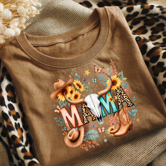 Mama Western Leopard with Cow Skull and Sunflowers