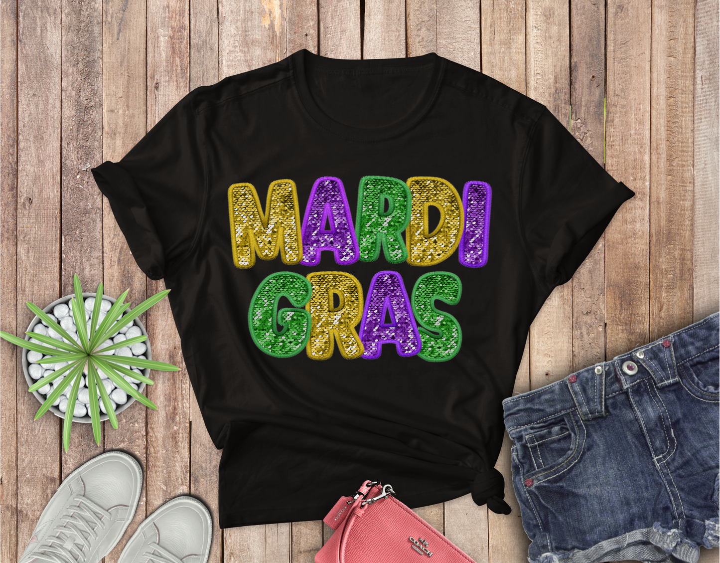 Mardi Gras Faux Embroidery with Sequins