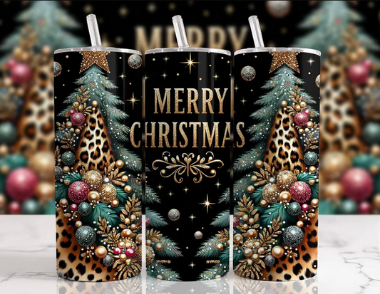 Merry Christmas Black Sublimation Tumbler