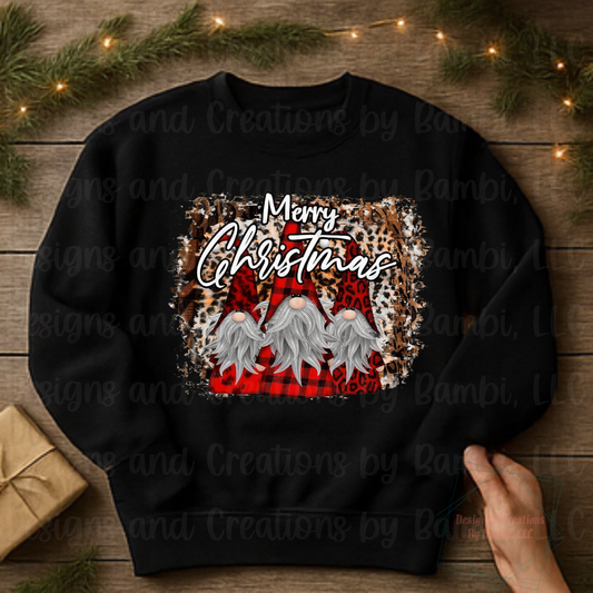 Merry Christmas Gnomes Leopard