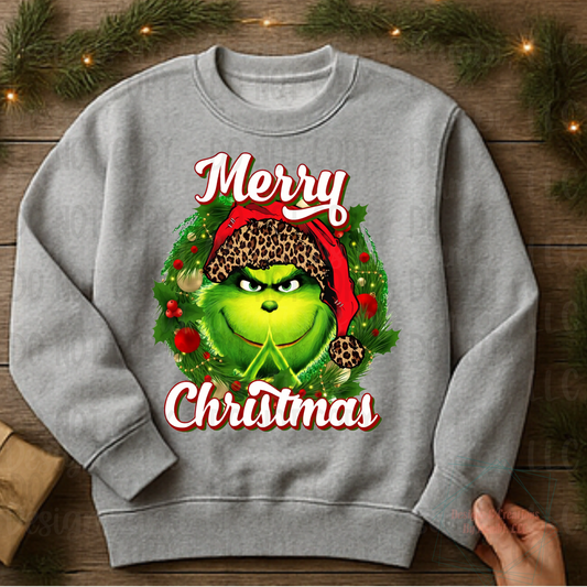 Merry Christmas Green Face with Wreath