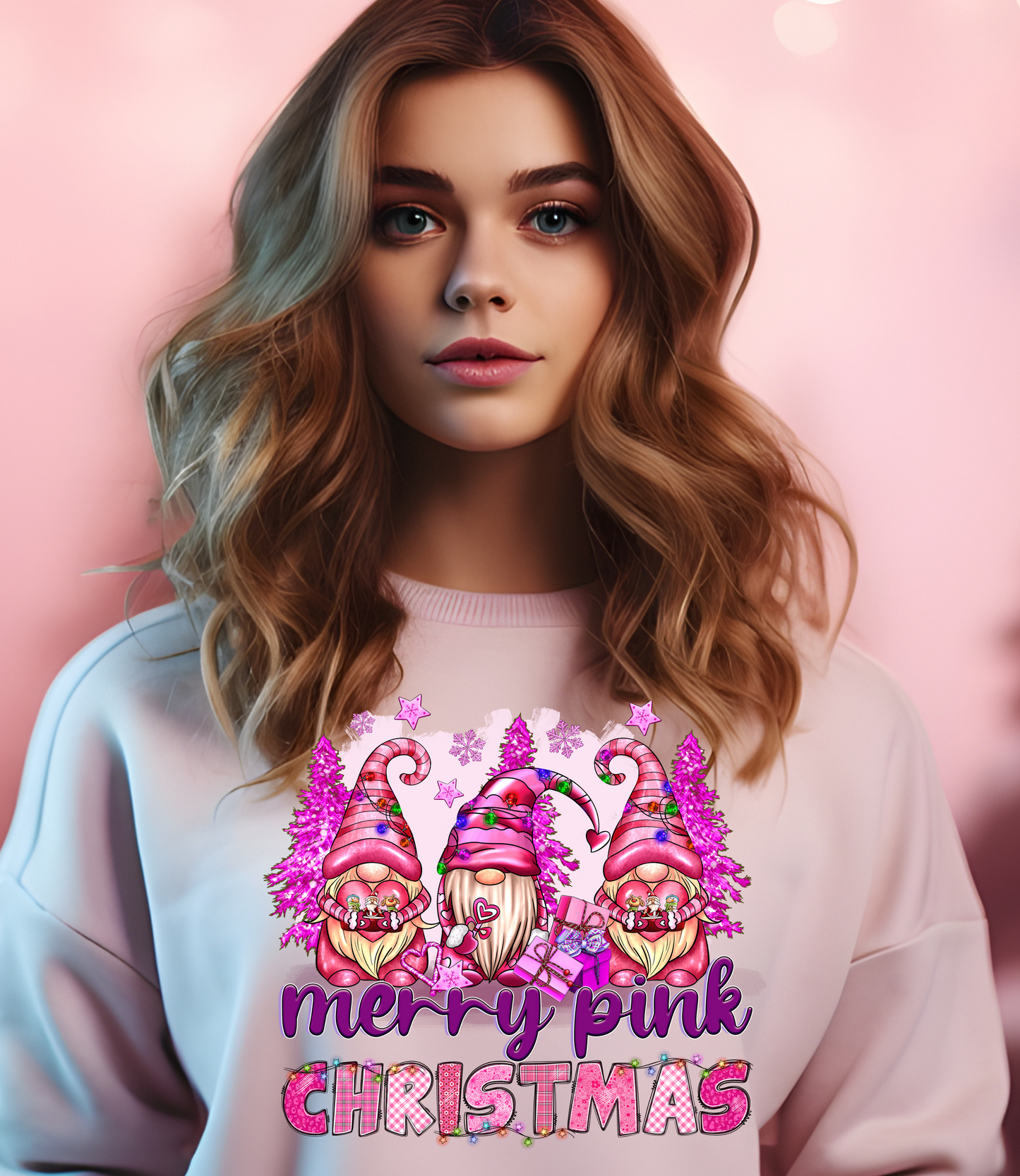 Merry Pink Christmas with Gnomes