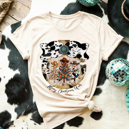 Merry Christmas Y'all Cowprint