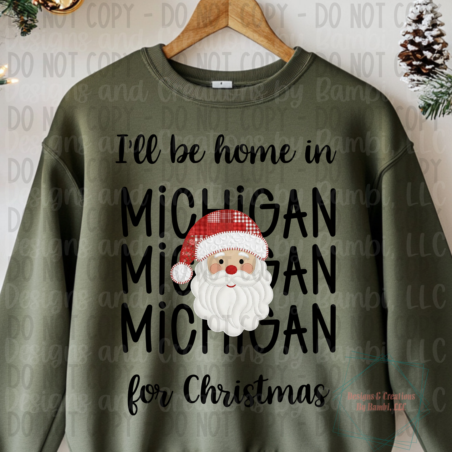 I'll Be Home in States Santa Face with Black Font Digital Bundle