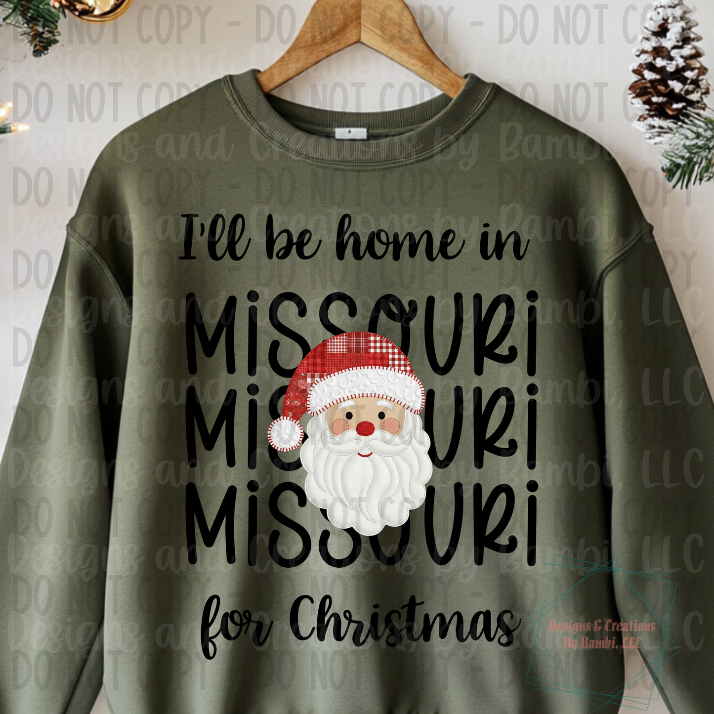 I'll Be Home in States Santa Face with Black Font Digital Bundle