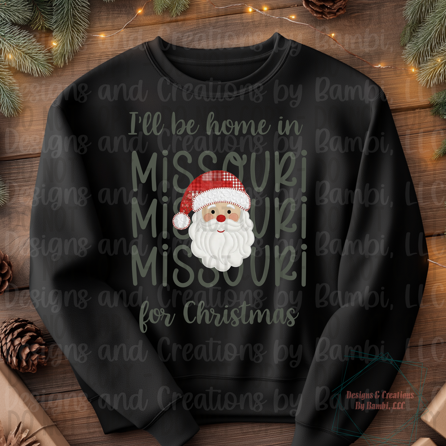 I'll Be Home in States Santa Face with Sage Green Font Collection