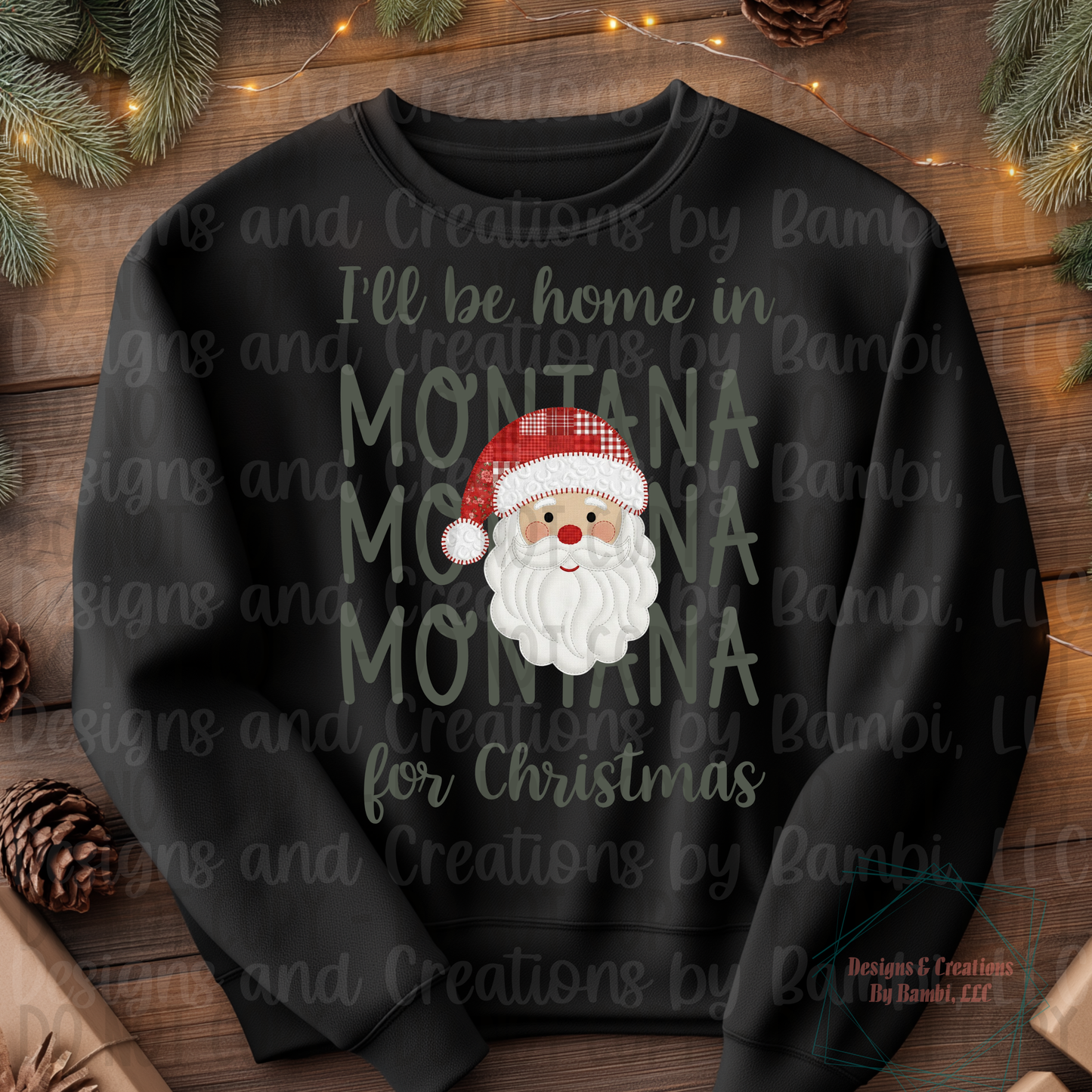 I'll Be Home in States Santa Face with Sage Green Font Collection