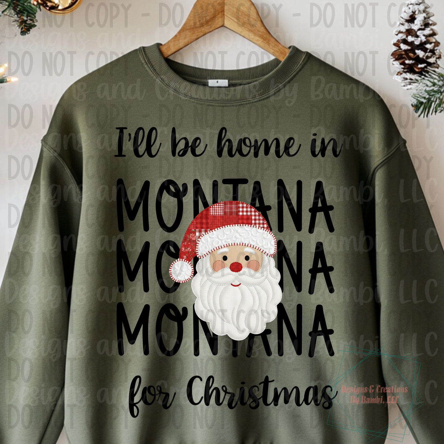 I'll Be Home in States Santa Face with Black Font Collection