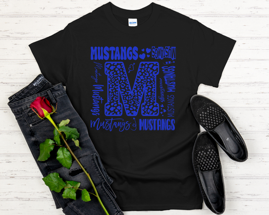 Mustangs Typography in Blue