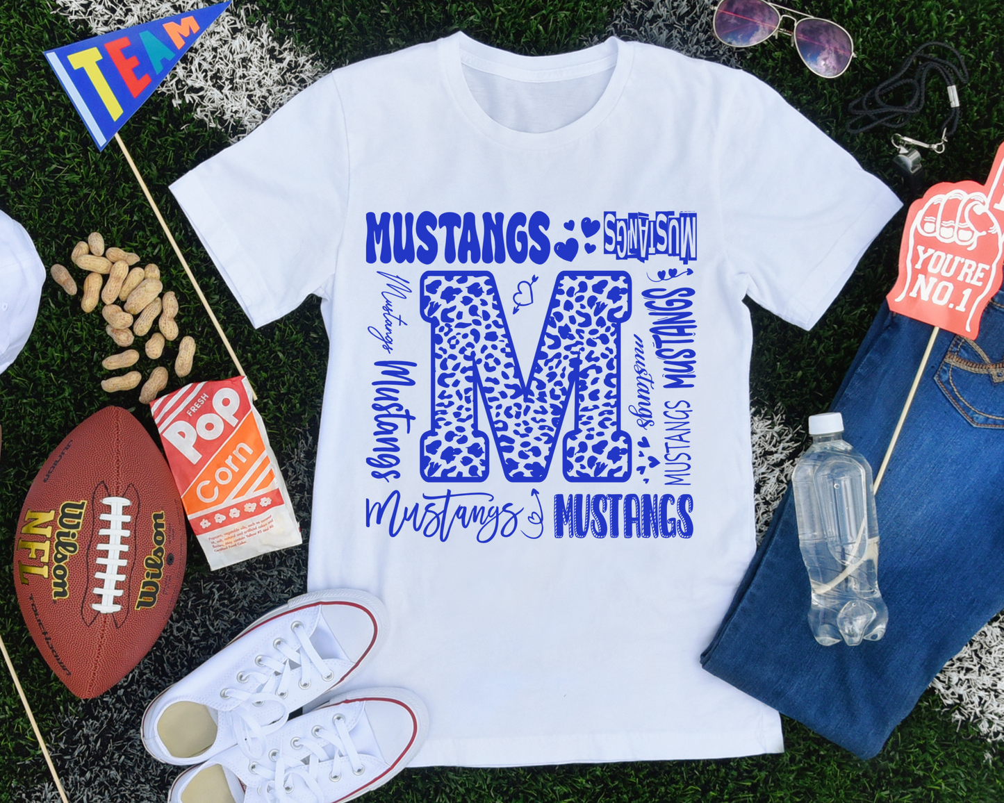 Mustangs Typography in Blue