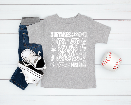 Mustangs Typography in White