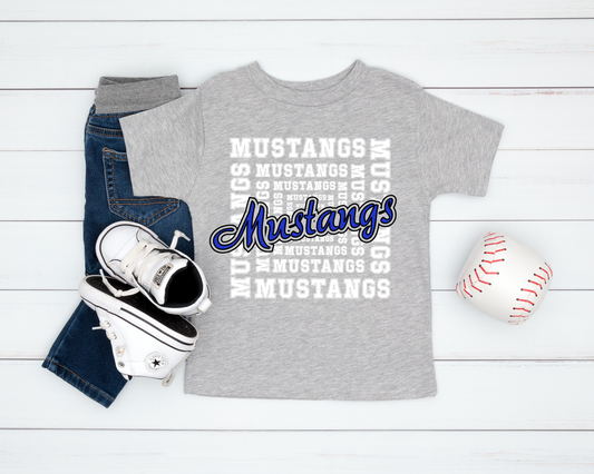 Mustangs in Blue with Black Outline