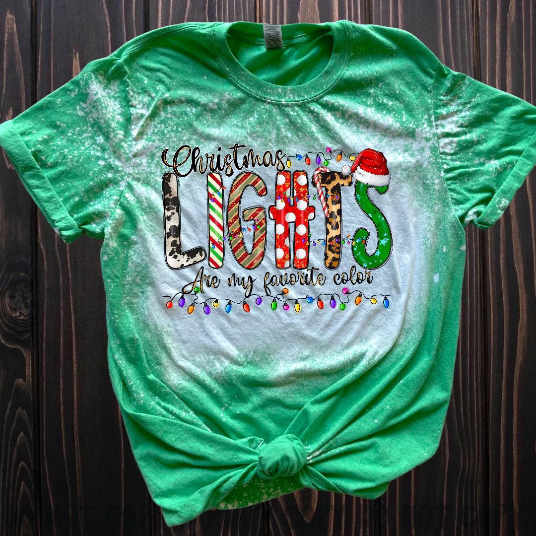My Favorite Color Is Christmas Lights Bleached Tee
