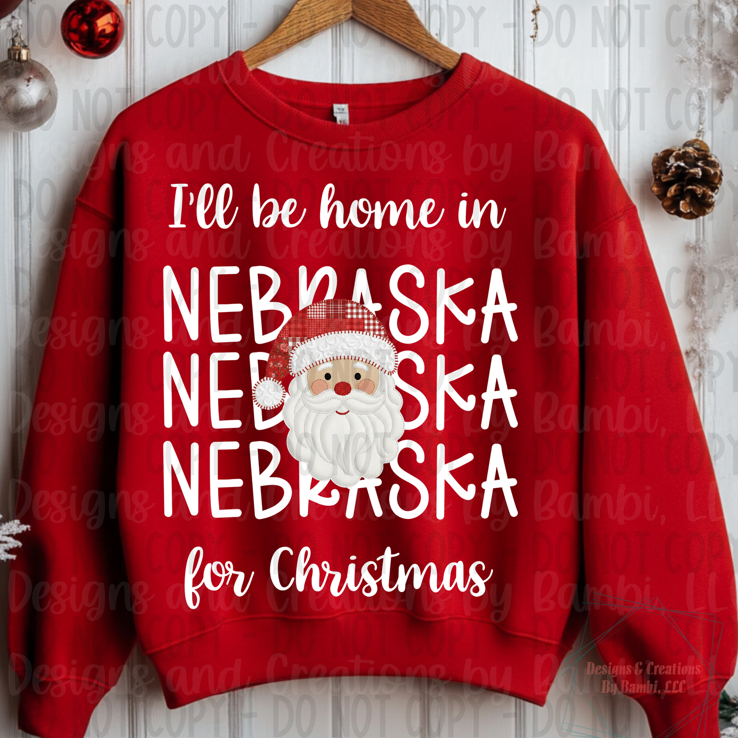 I'll Be Home in States Santa Face with White Font Collection
