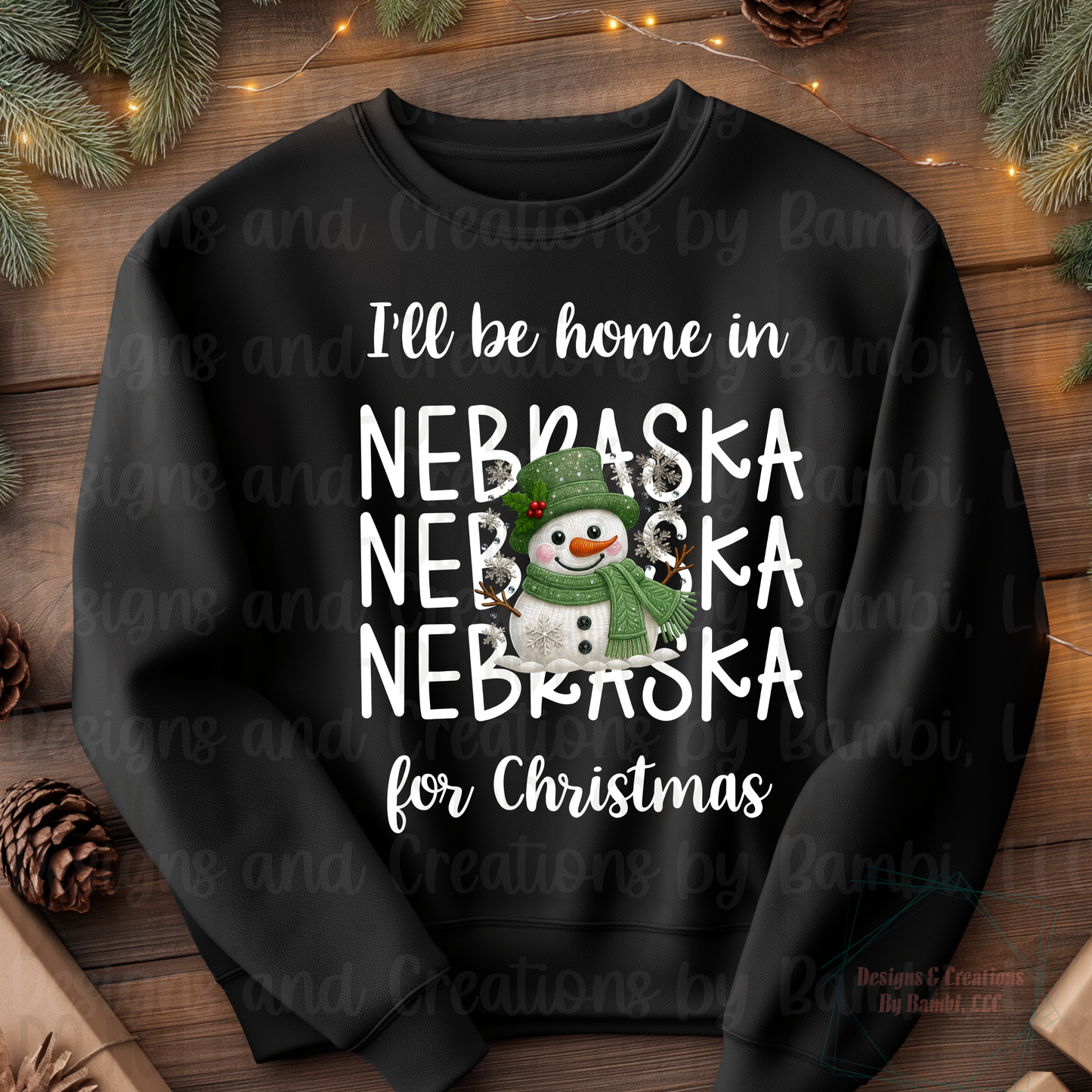 I'll Be Home In States Sage Snowman with White Font Digital Bundle
