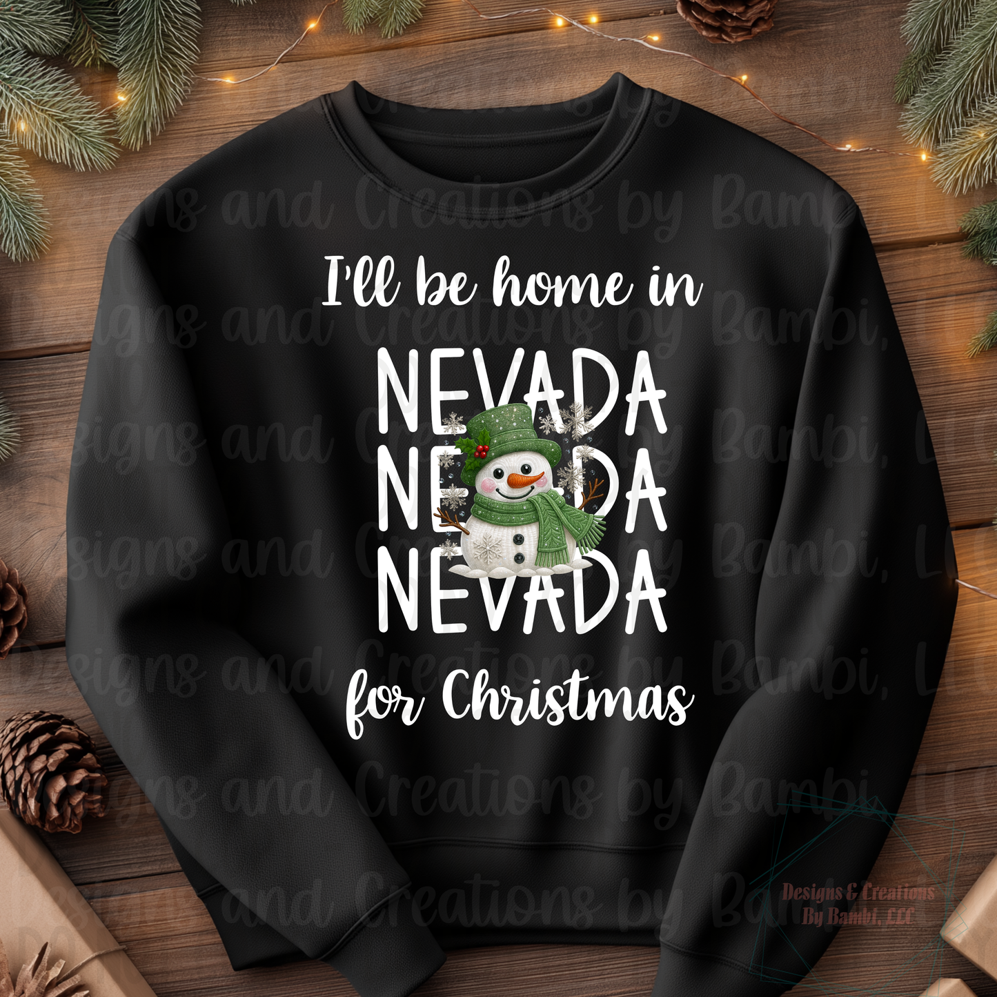 I'll Be Home In States Sage Snowman with White Font Digital Bundle