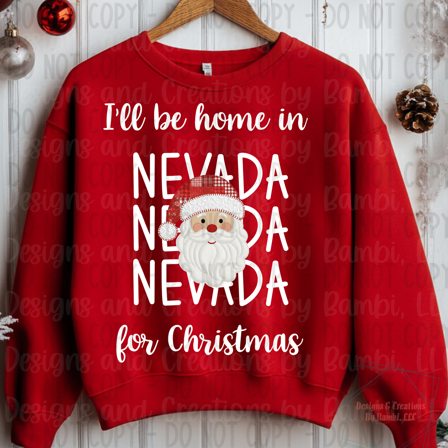 I'll Be Home in States Santa Face with White Font Collection