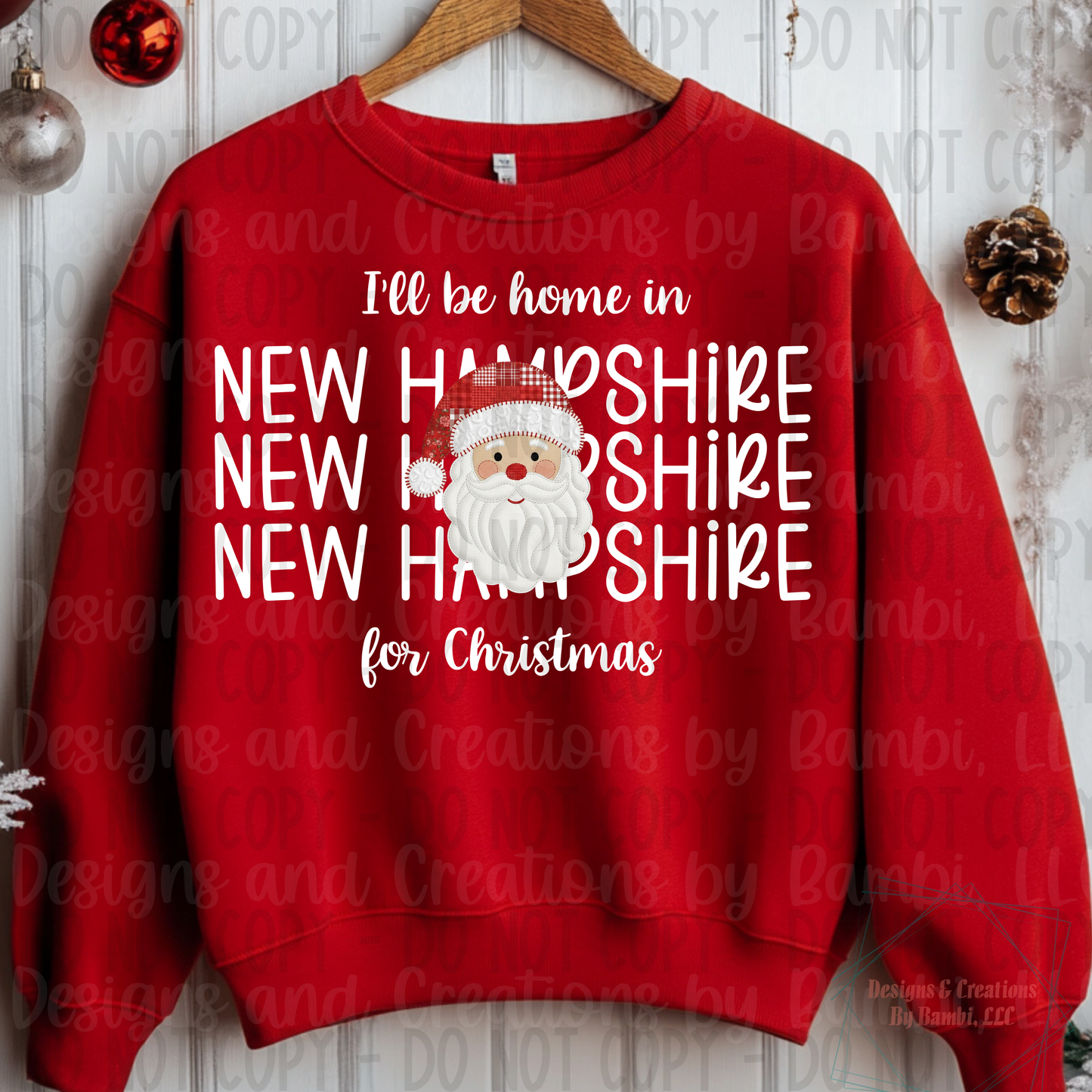 I'll Be Home in States Santa Face with White Font Collection