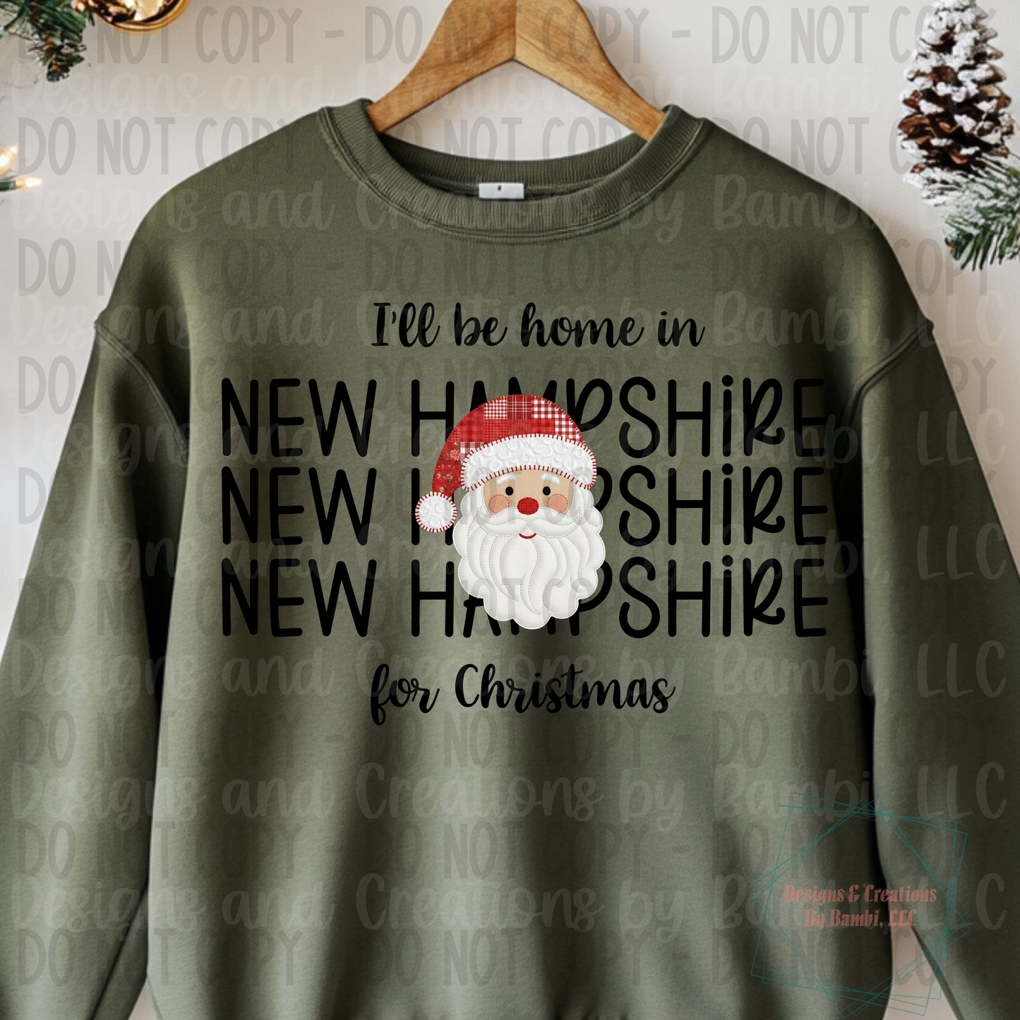 I'll Be Home in States Santa Face with Black Font Collection